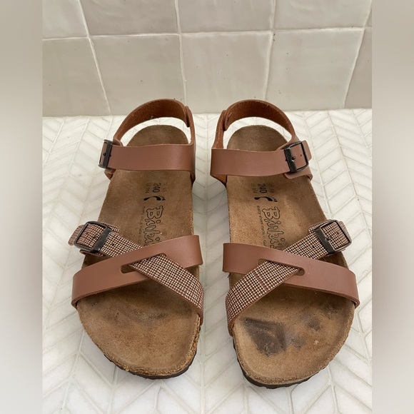 Birkenstock Birki’s Lillie Brown Plaid Ankle Strap Women 37 / US 6 Sandals Fall - Picture 2 of 7